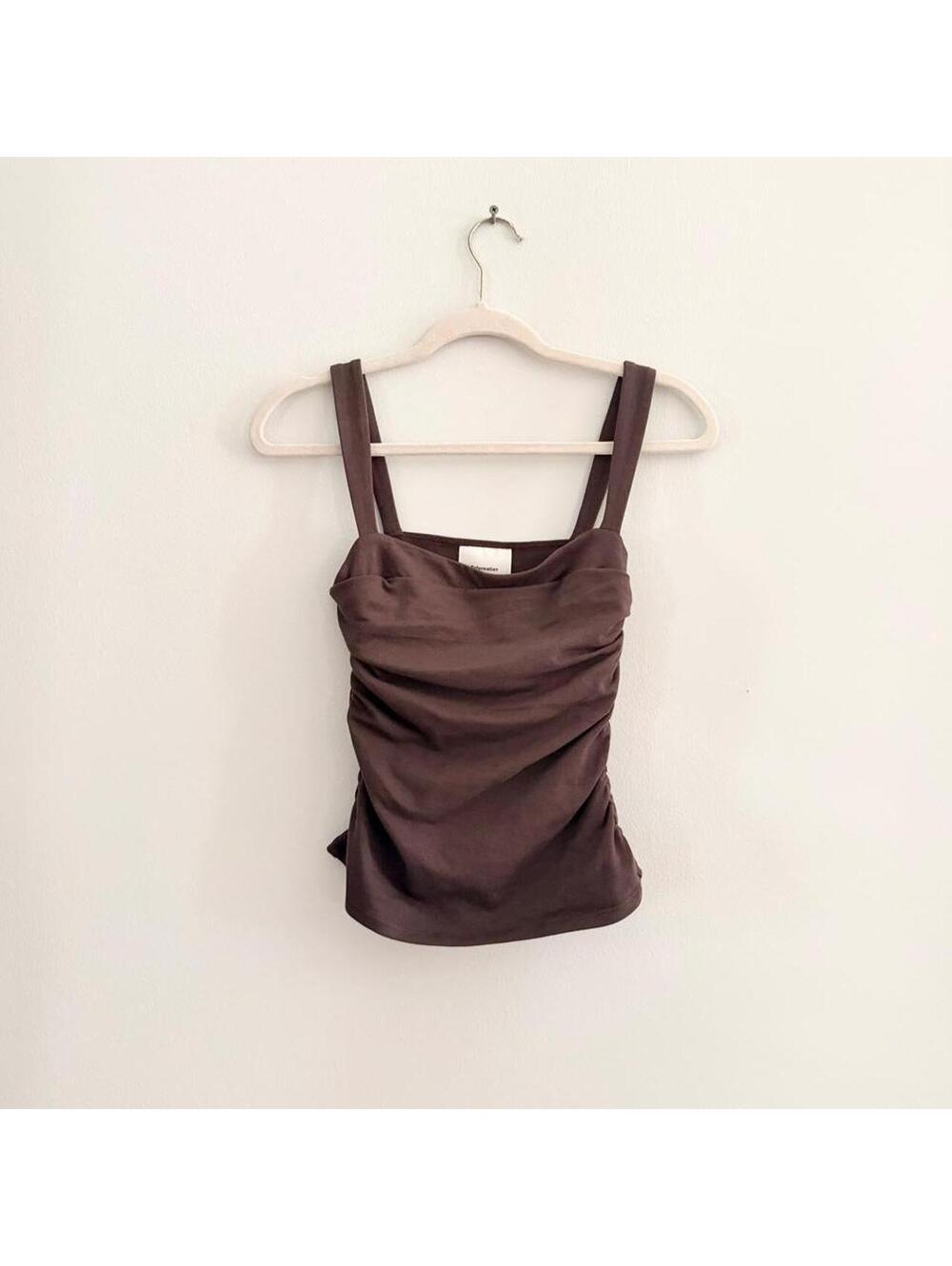 Reformation Trish Ruched Tank in Brown